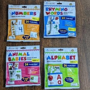 Match & Learn Puzzles Bundle, Set of 4, NEW